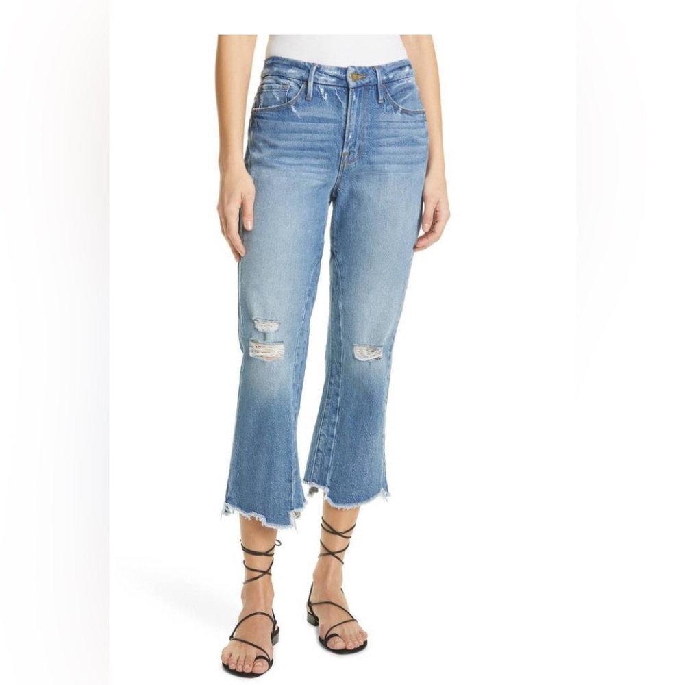 Frame Le Crop Mini Boot Distressed Jeans